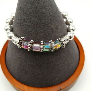 Austrian Crystal cube bracelet- Aurora borealis